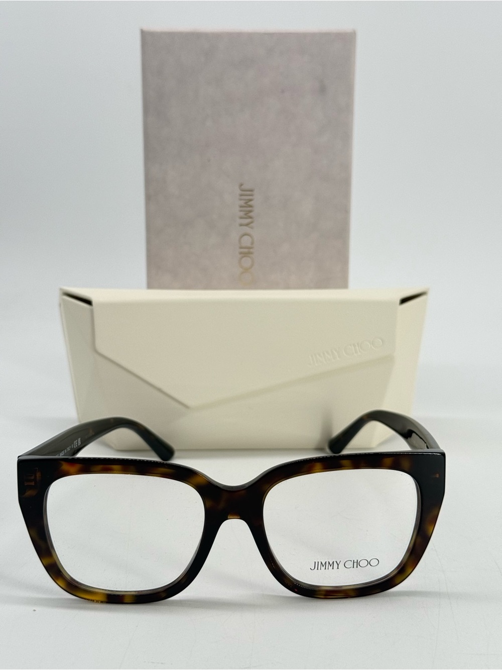 Jimmy Choo Tortoiseshell Square Women's Eyeglass Frames - Brown/Amber